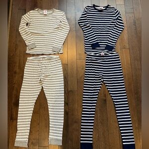 Striped Kids Pajama Set - Gray and Navy - Size 12